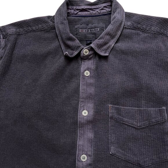 32 Bar Blues Shirt Mens Size 2XL Short Sleeve Button Textured Knit Pocket Purple - Picture 2 of 5